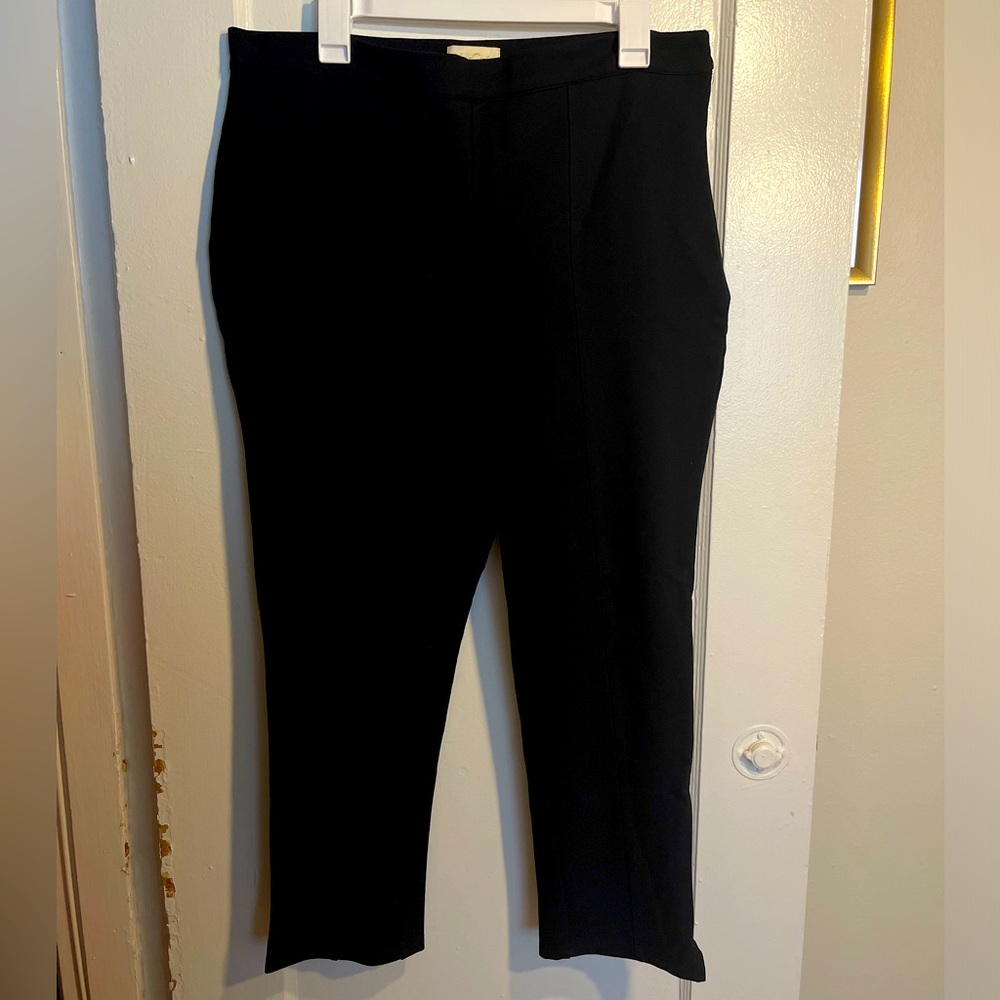 Modcloth Pants Plus Size 1X Women's Black Ponte Ankle Side Zip Slim Stretch